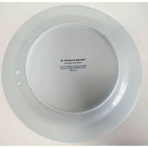 St. Nicholas Square Plate 11" Round Christmas Eat, Drink & Be Merry Holiday Tree - Picture 8 of 9